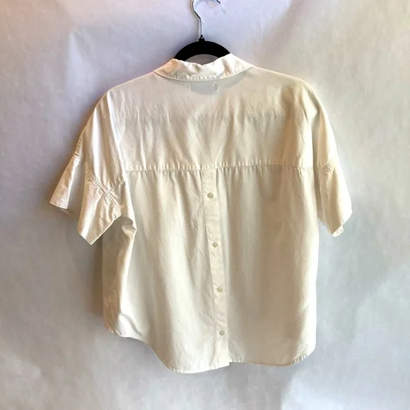 Madewell Courier Button-Back Cotton BLEND White Shirt Medium - Picture 6 of 8